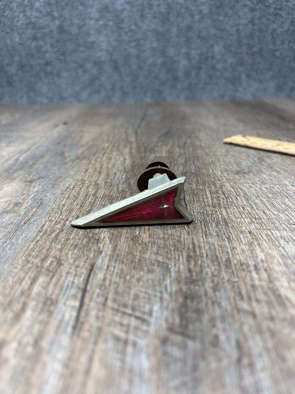 Vintage 70s Pontiac Arrowhead Emblem Red Chrome Badge Classic Car OEM #476649